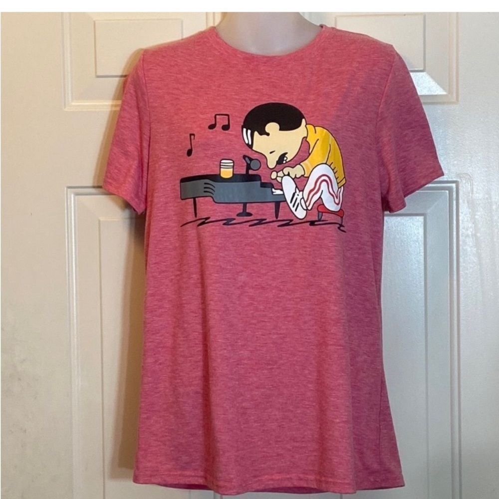 Men's Graphic Tee in Red with Musician Design